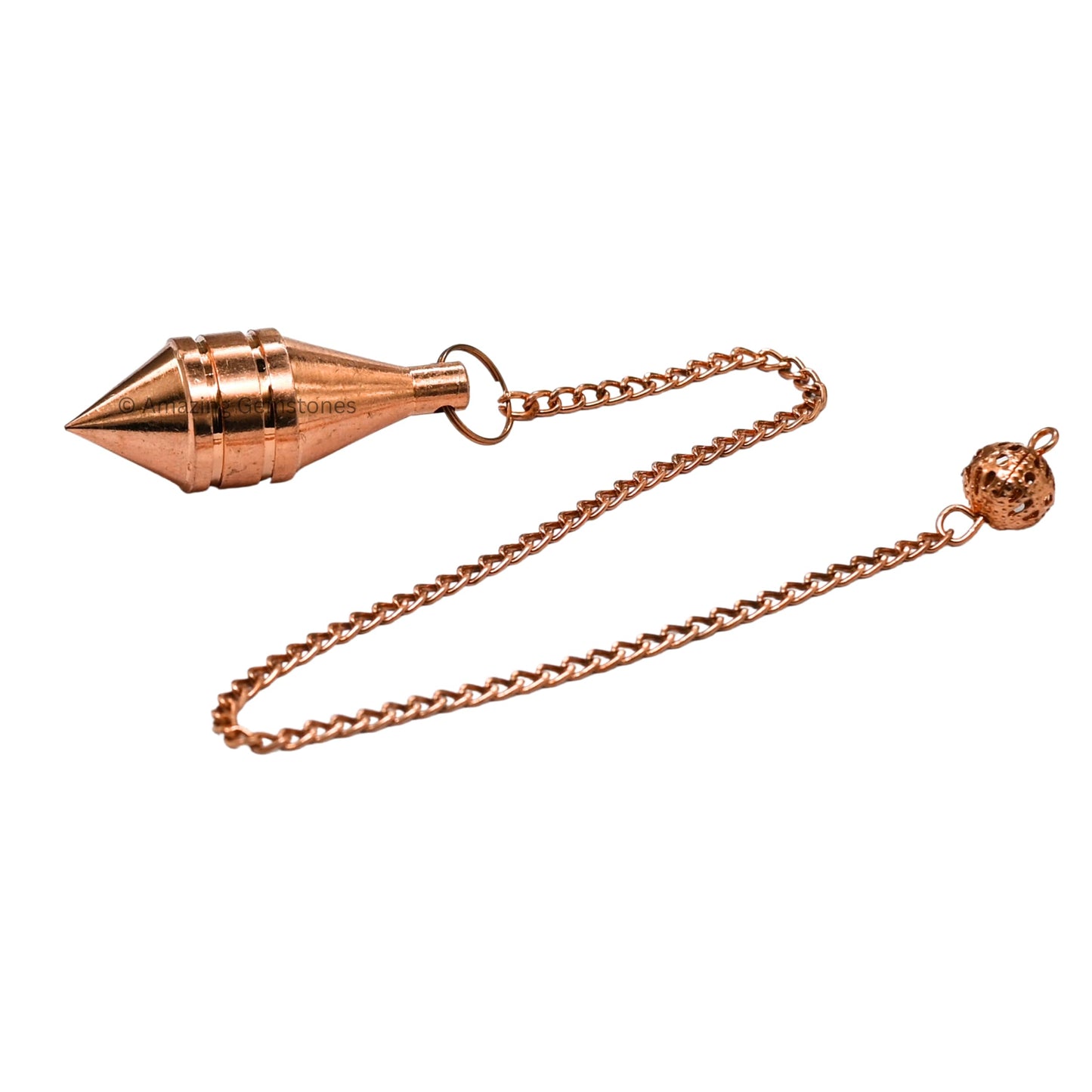 Amazing Gemstone Healing Metal Pendulums for Divination, Copper Cone with Ring Steel Copper Pendulum High Energy Pendulo de Bronce Pendulos de Mesa MP65