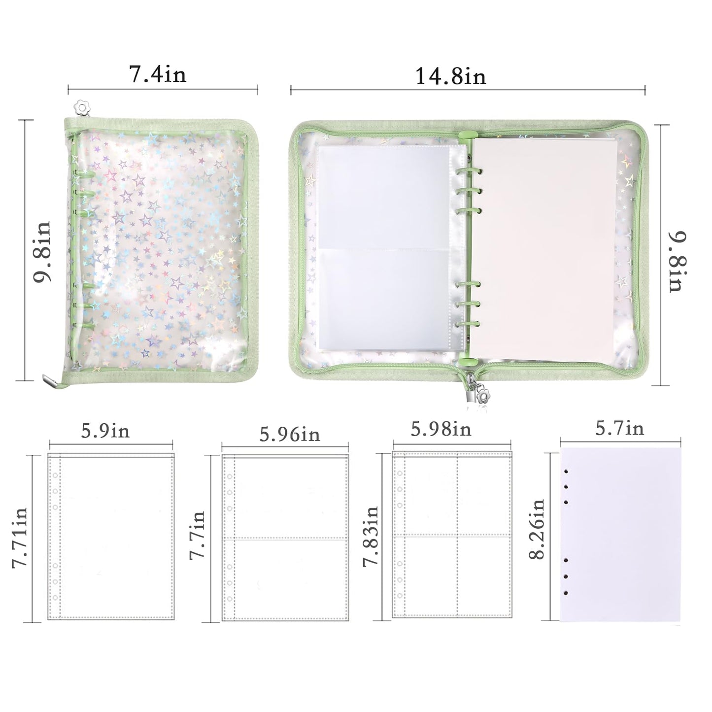 MUDOR 4 in 1 Sticker Storage Organizer, Binder with Storage Sleeves and Release Paper, Reusable Collecting Book Album Holder, A5 Blank Sticker Container Organizer