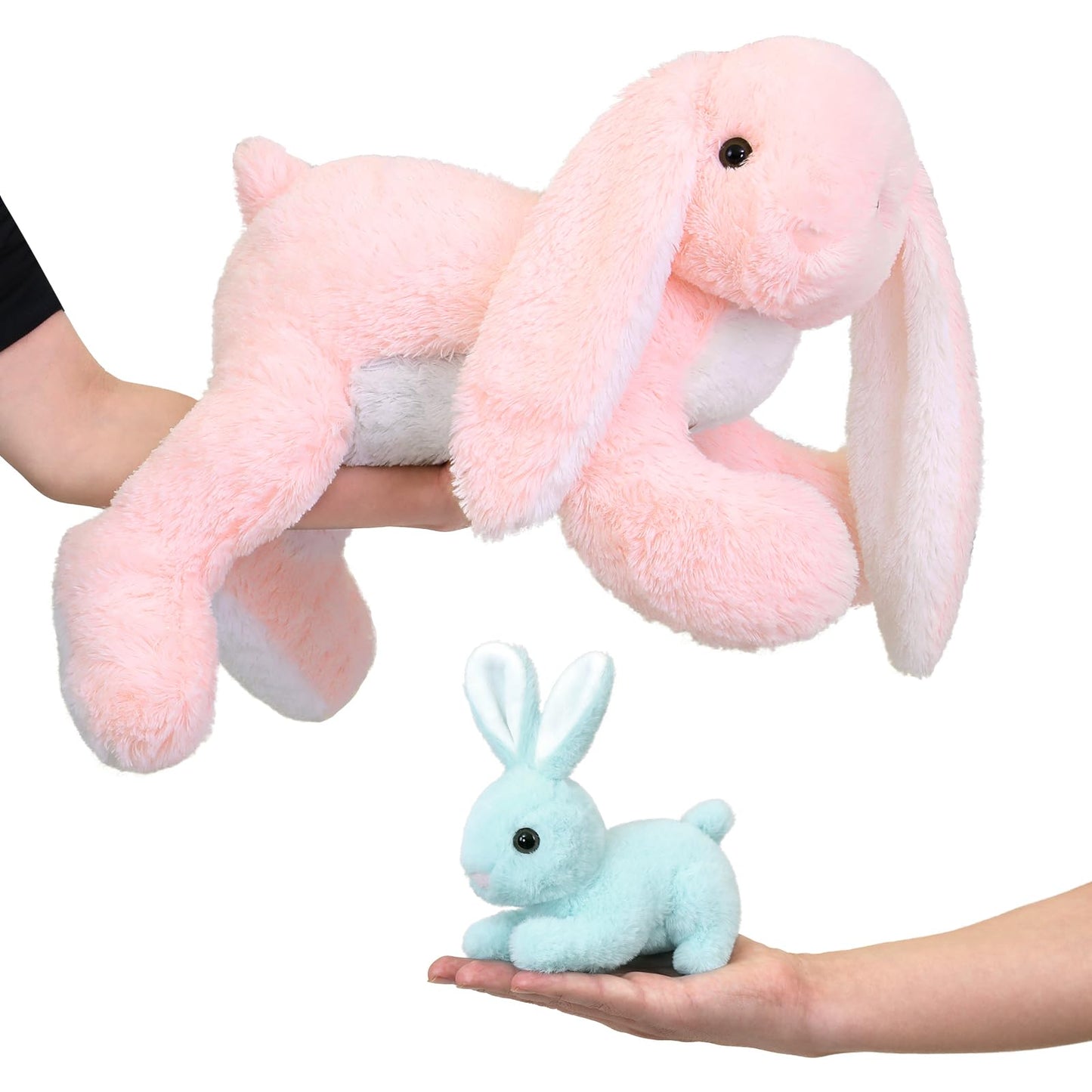 MaoGoLan 4Pcs Giant Bunny Stuffed Animal with 3 Babies Inside, 24" Easter Bunny Plush Toys, Soft and Cuddly Pink Stuffed Rabbit Gift for Kids,Girls,Boys,Teens