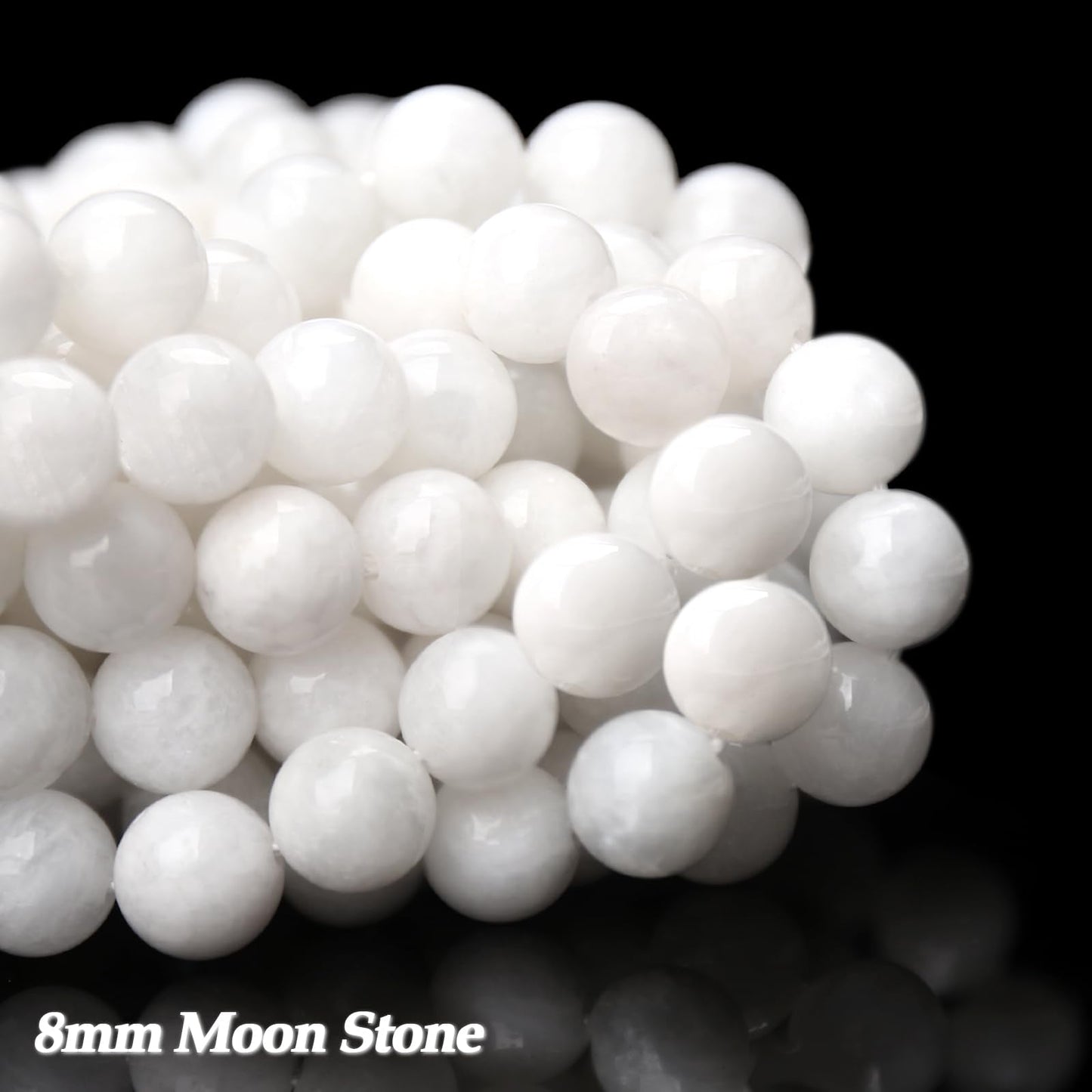 70PCS Natural 8MM Healing Gemstone, Moonstone Energy Stone Round Loose Beads, Semi-Precious Crystal Beads with Free Elastic String for Jewelry Making DIY