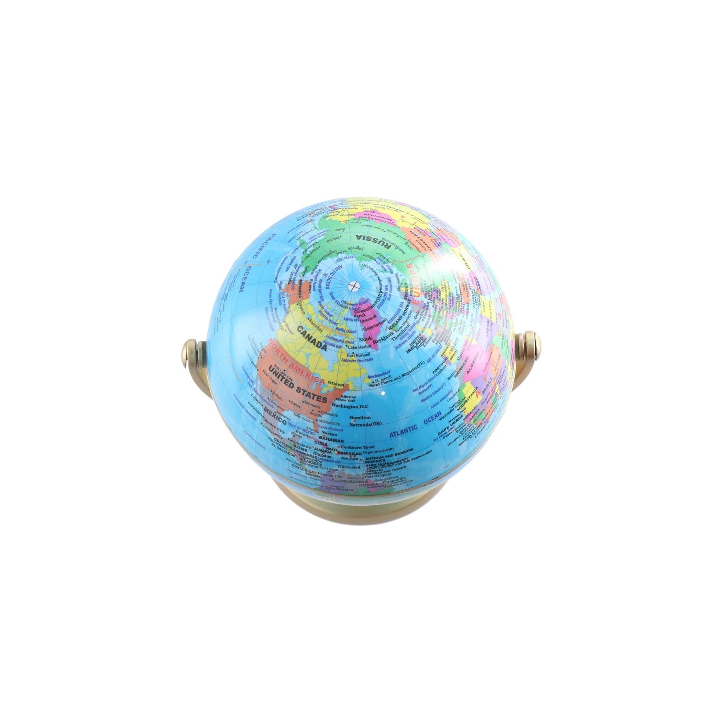 Leadigol 12cm World Globe with Stand, World Globe with Round base,360° Horizontal Rotation World Map with Clear Text Markings,Political Map Classroom Learning,Blue