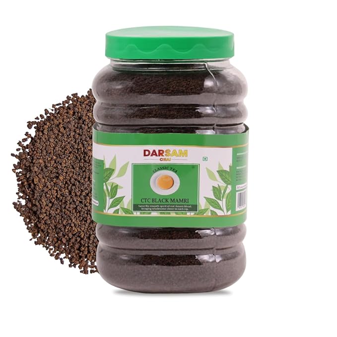 Darsam CTC Black Tea from Assam– 17.6oz (500g), Bold & Full-Bodied Loose Leaf Chai Tea, Perfect for Traditional Chai, Iced Tea & Kombucha, Single-Origin Assam Tea, Shipped Straight from the Estates, Packed in Airtight PET Jar for Freshness