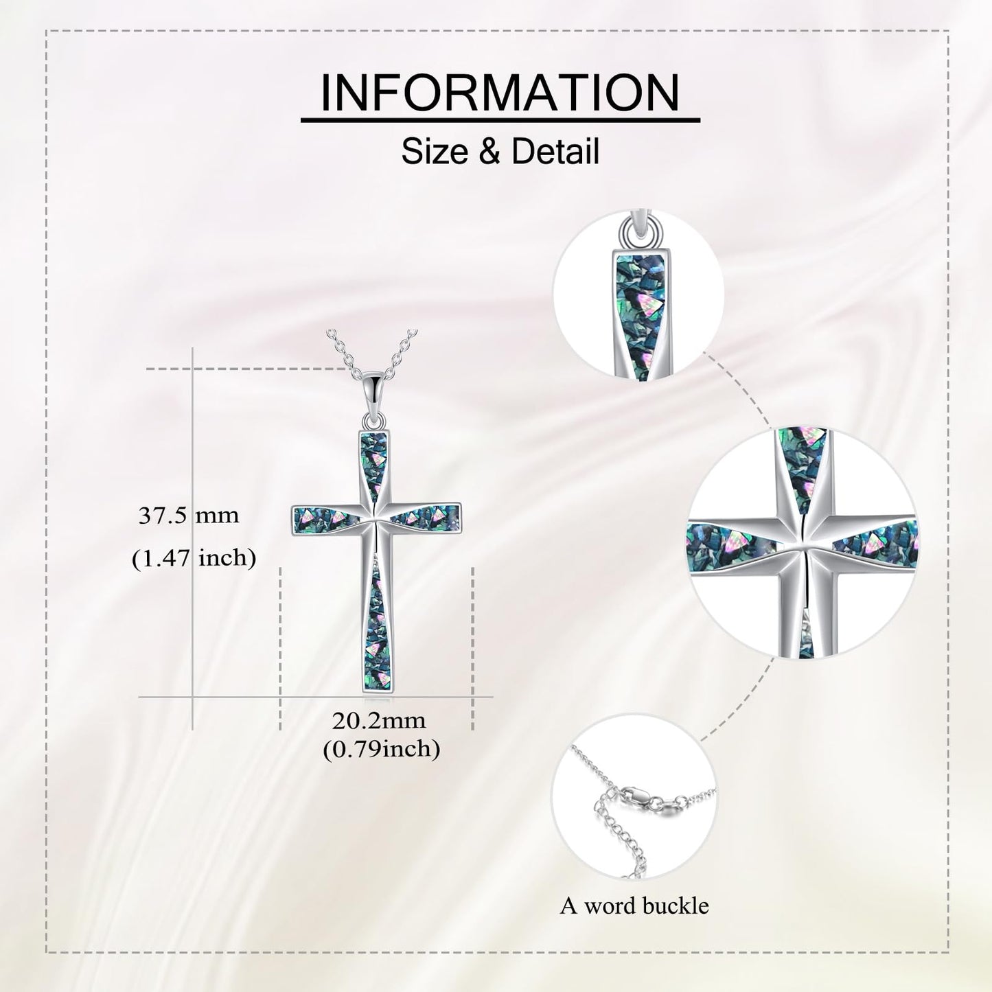 ONEFINITY Cross Necklace Sterling Silver Origami Abalone Shell Cross Pendant Necklace Religious Jewellery Gifts for Women Men