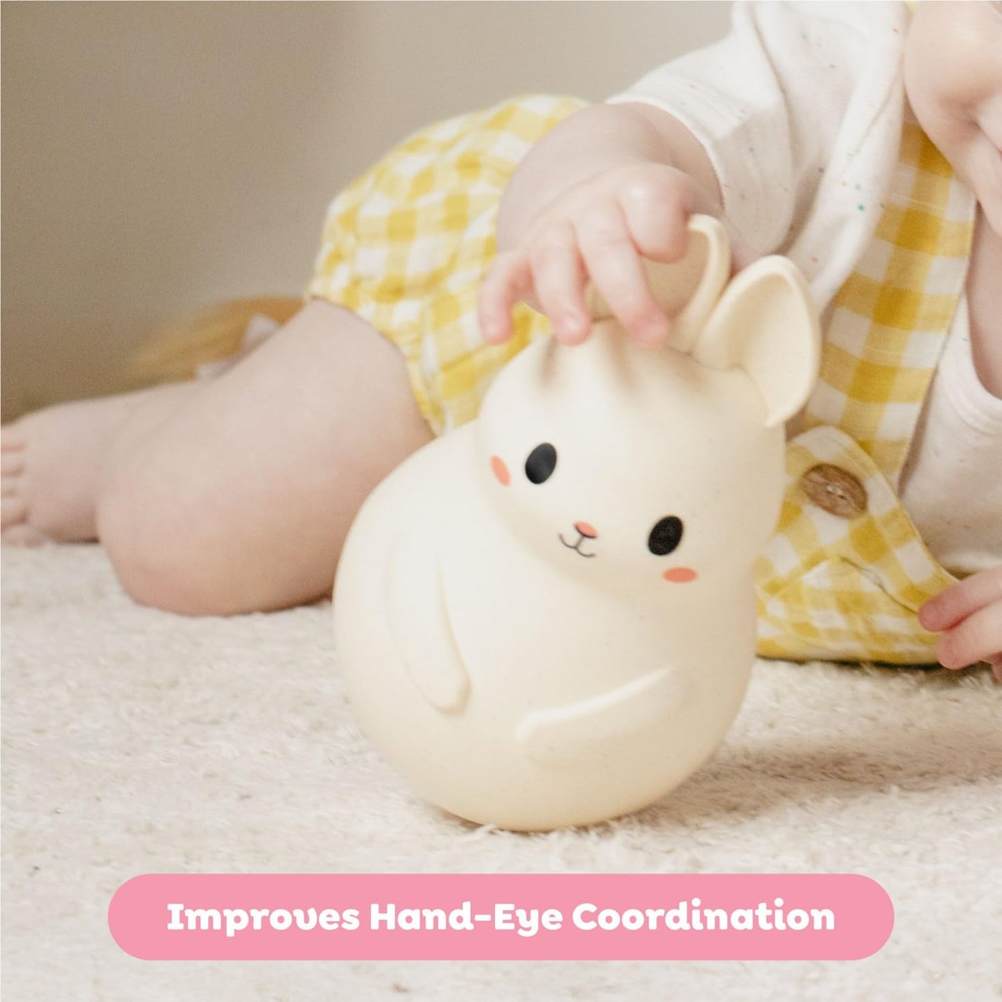 Tiger Tribe: Roly Poly - Bunny - Soft Silicone, ECO Bio-Plastic, Twinkling Sound, Soothing Sensory Toy, Infant & Baby Ages 3+ mo.
