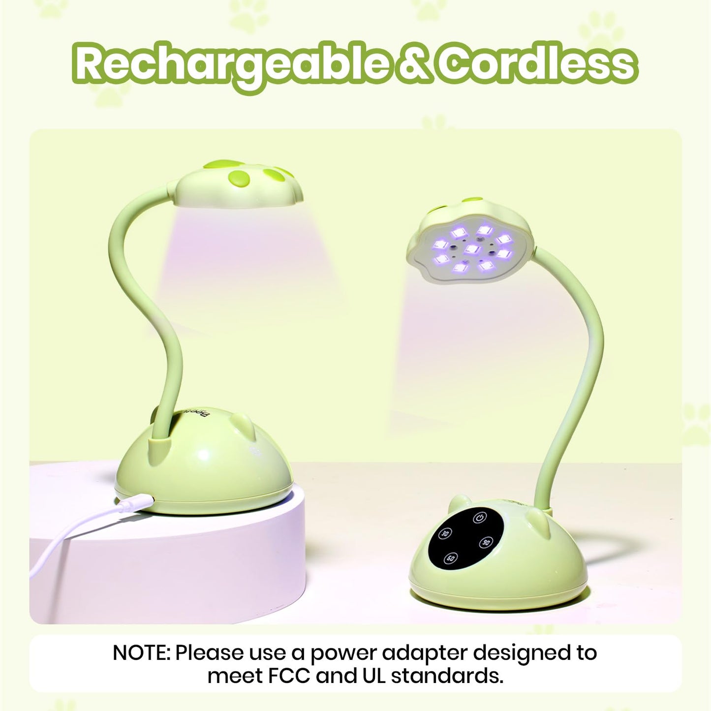 Beetles Gooseneck UV Nail Lamp - Meowgic LemonMeow Mini LED Nail Light with 3 Timer and Countdown Display Flash Cure Lamp for Gel Polish Nails Glue Builder Gel Smart Sensor Cordless Nails Dryer