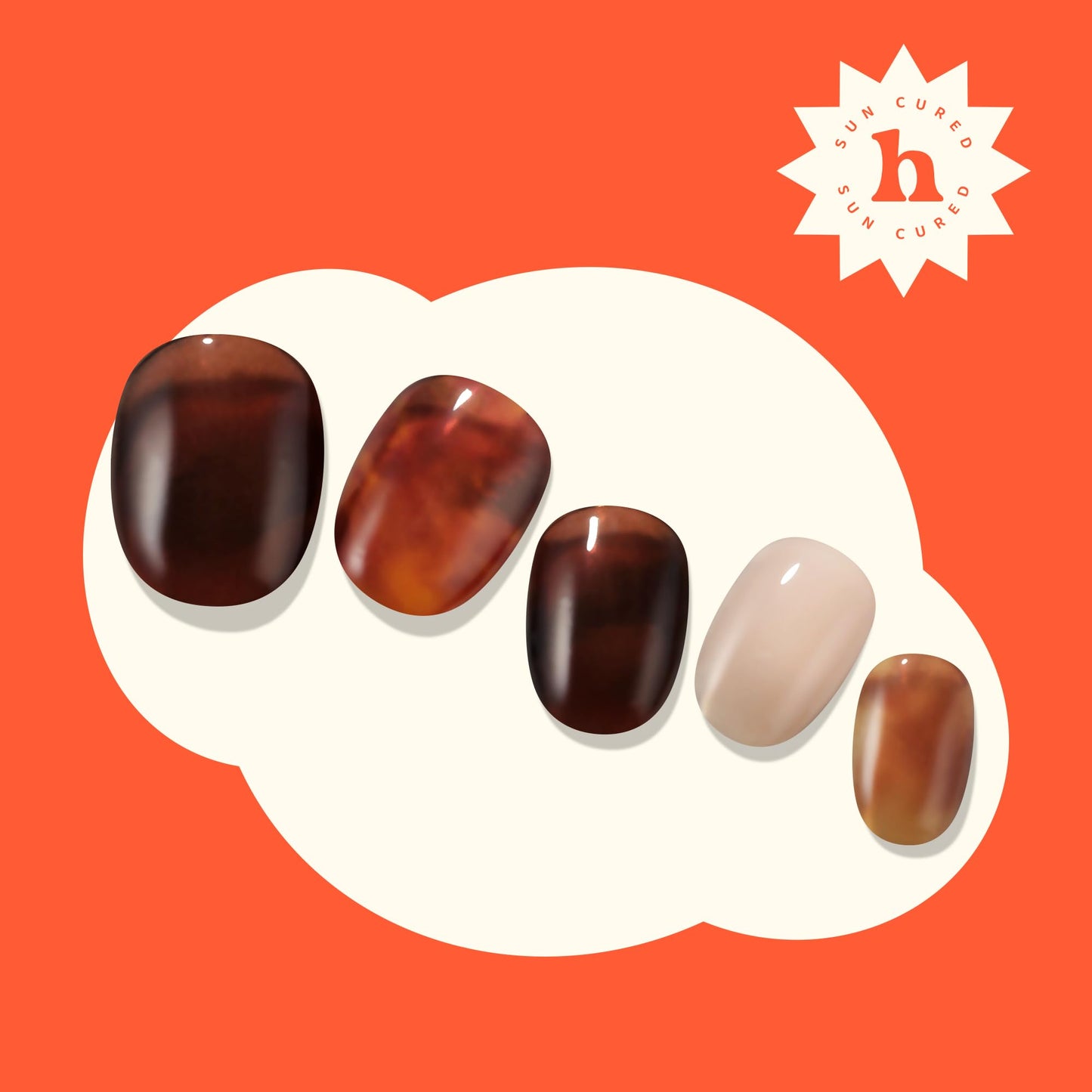 Heyhae Semi Cured Gel Nail Strips | No LED Lamp Needed | Fall, Marble, Brown | Easy Apply & Remove, Salon Quality | Includes 28 Strips, 1 Prep Pads, Nail File & Wooden stick - Hey, Let’s Get Cozy