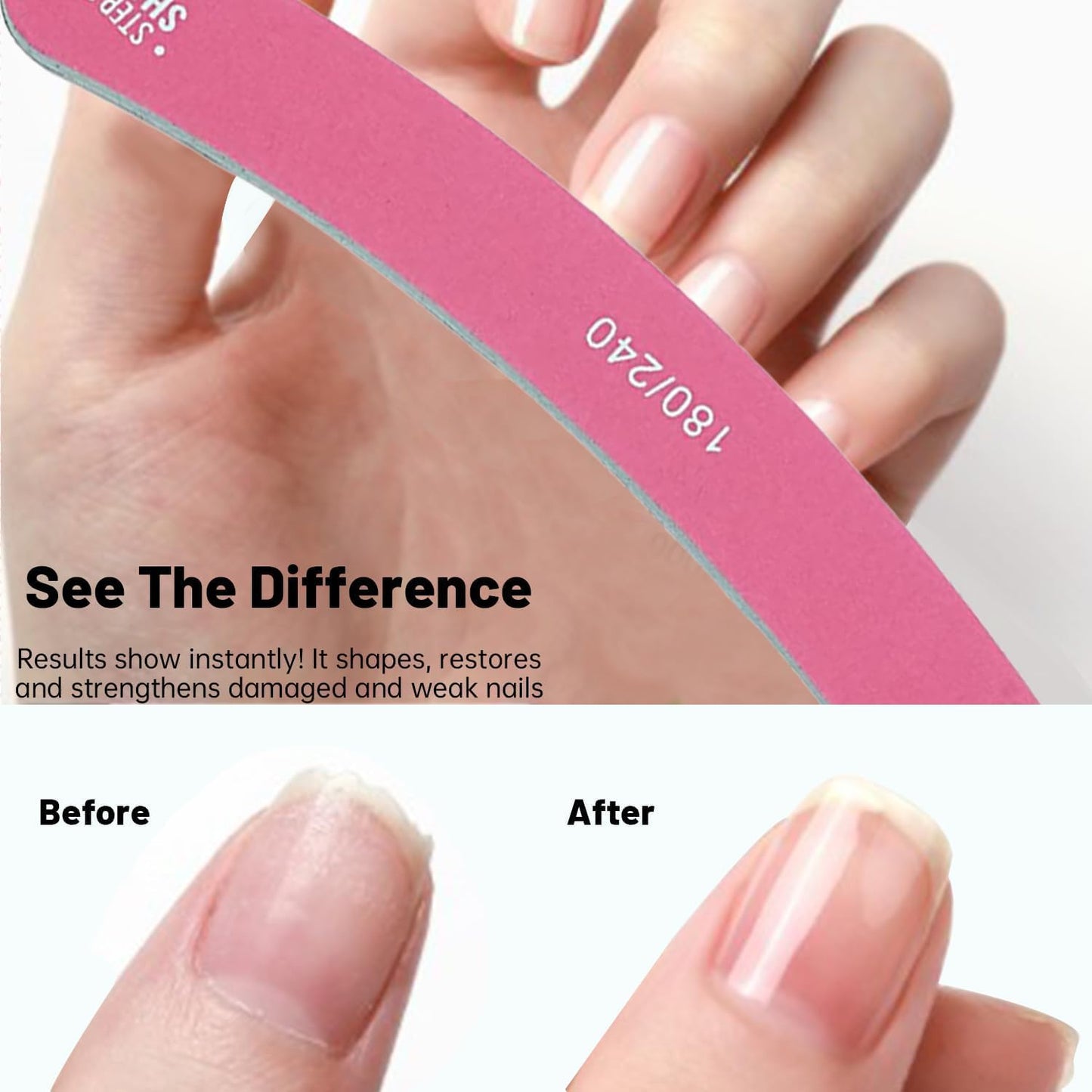 HiLemon Nail Files, Dual Sided Nail Files for Natural Nails, Emery Boards Nail Filer for Acrylic Nails 180/240 Grit 20pcs