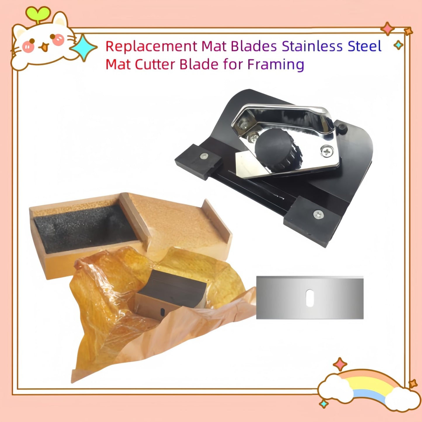 Replacement Mat Blades with Storage Box，Stainless Steel Mat Cutter Blade for Framing 100PCS