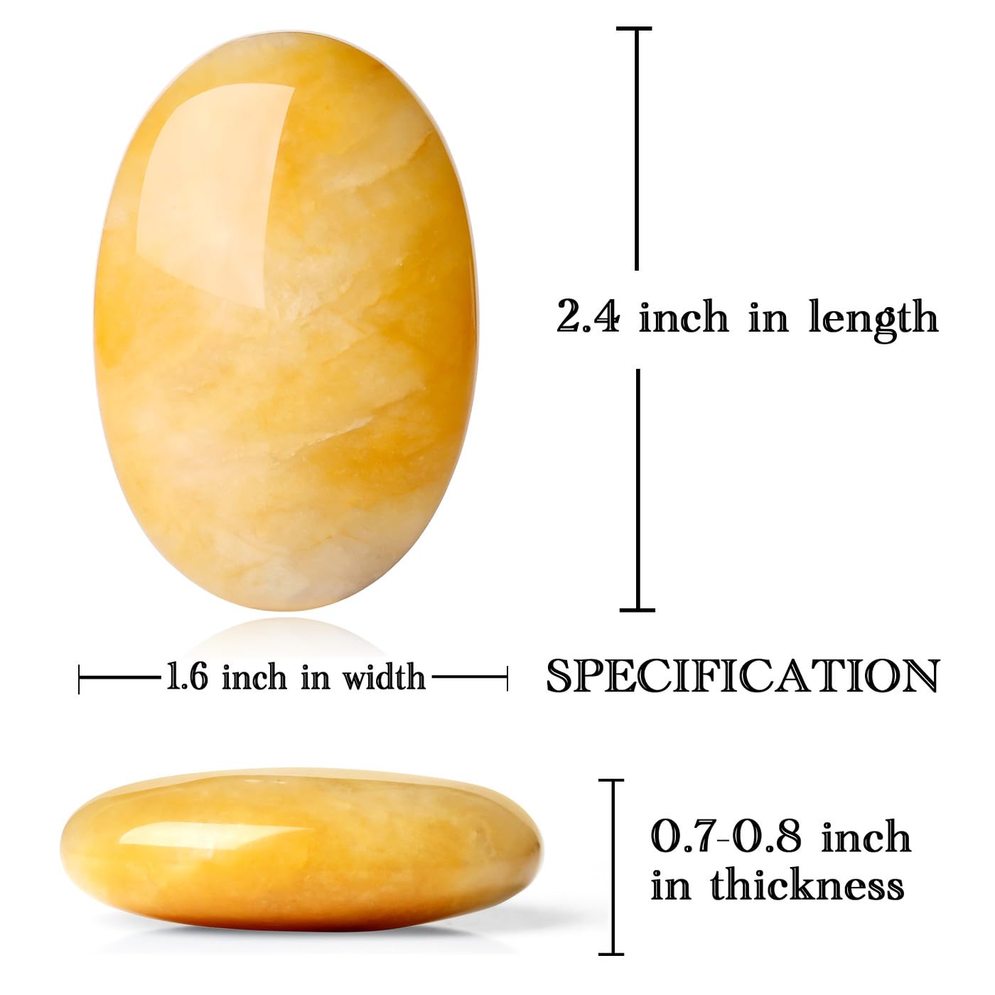 MAIBAOTA 2.4" Large Topaz Crystal Stone Polished Palm Stone Healing Crystals 0.7" Thick Natural Reiki Gemstone Worry Stone Energy Balancing Anxiety Stress Relief Meditation 1 Pc