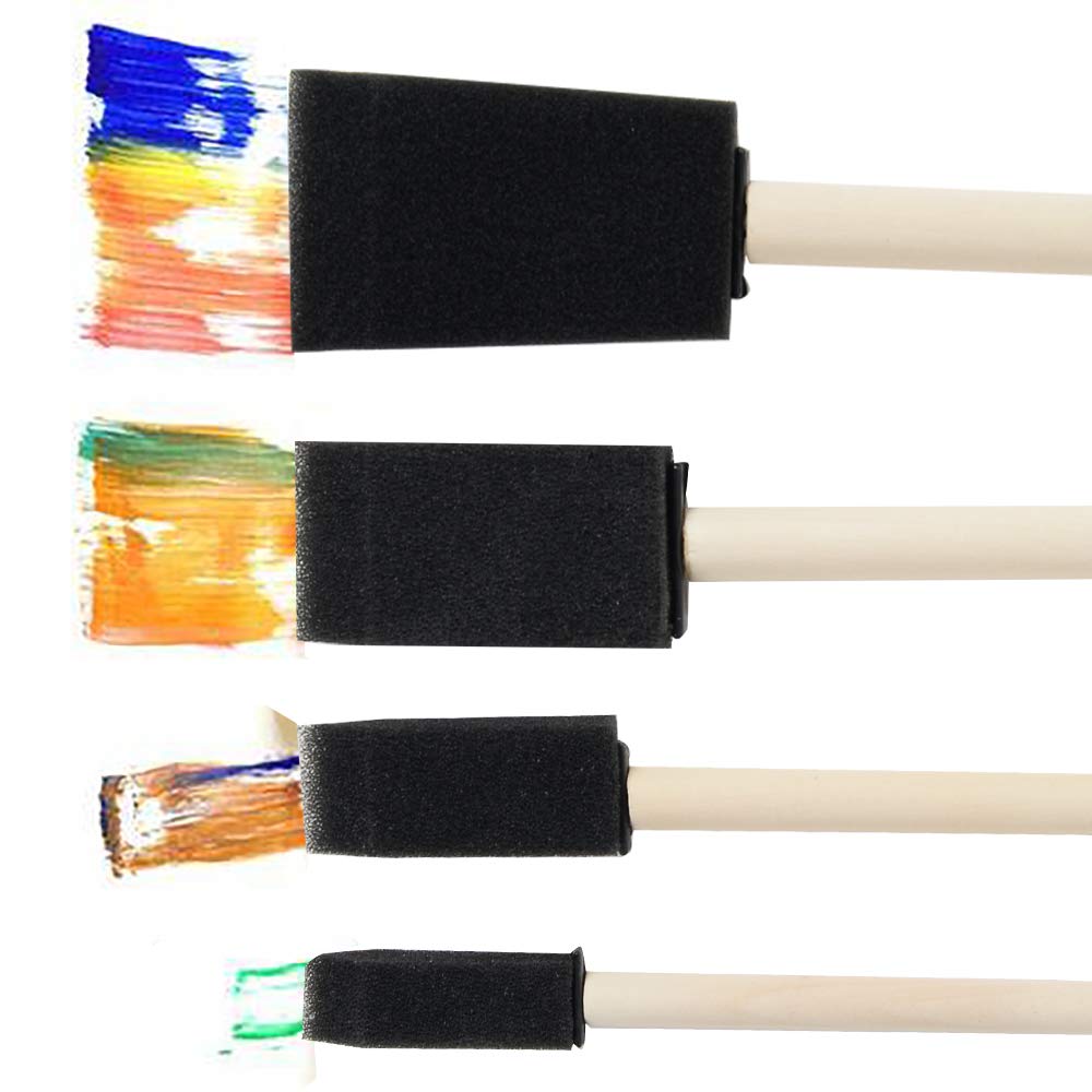 conda 50 Pack 0.5"-2" Different Size Assorted Foam Brush Set Wood Handle Paint Brush Set- Lightweight, Durable, Great for Acrylics, Stains, Varnishes