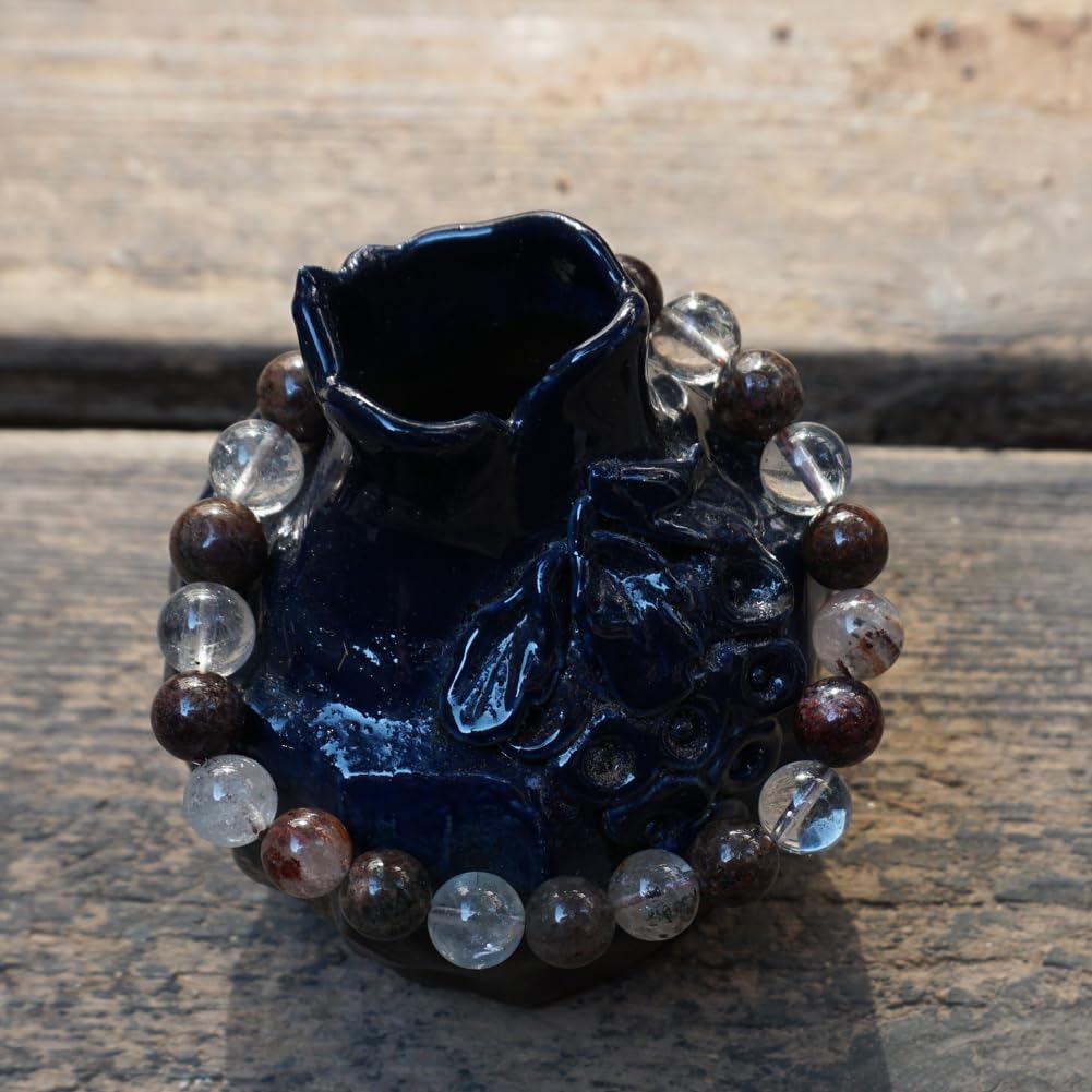 TaHLga Natural Green Ghost Phantom Quartz Bracelet, 8MM Round Beads, 7.5 Inches, Unisex Spiritual Jewelry