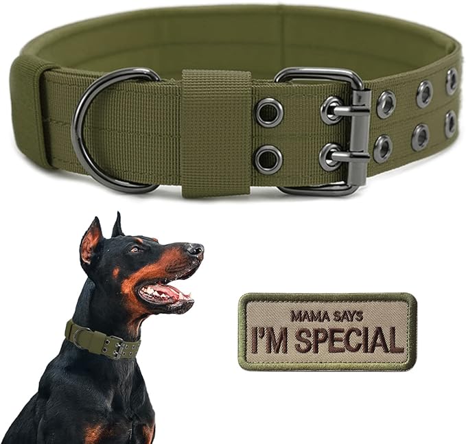 Tactical Dog Collar Heavy Duty Metal Buckle Collars for Medium Large Dogs