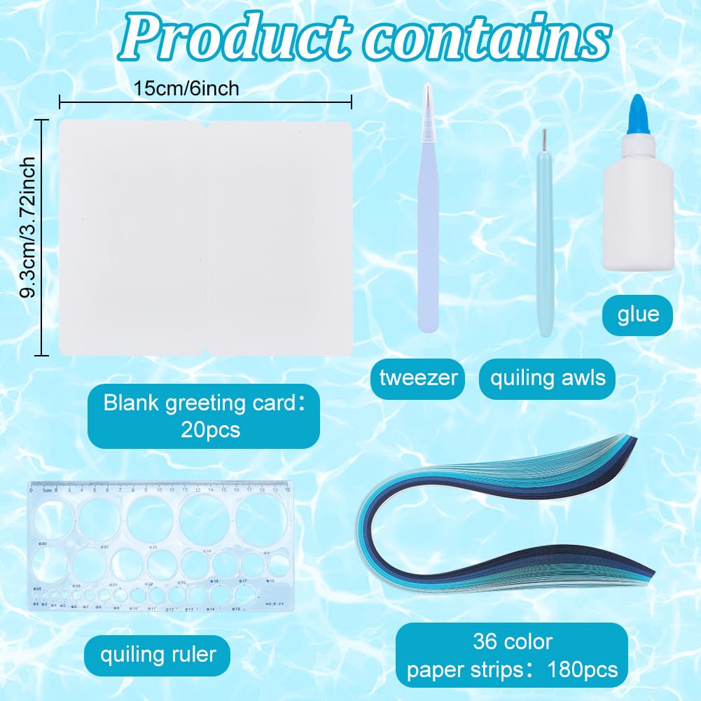 WEBEEDY Paper Quilling Kit 20 Sets DIY Sea Animals Paper Quilling Kit with Paper Quilling Strips Supplies Ocean Greeting Card Making Kits for Beginners DIY Handmade Crafts Home Room Wall Decor Gift