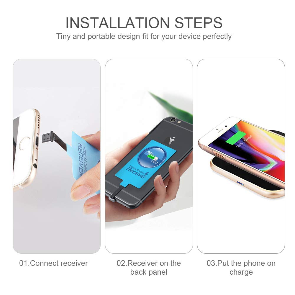 IVY QI Wireless Charging Receiver Adapter with Fast&Smart Microchip Technology for Samsung Galaxy A16 A26 A36 A56 A06 A15 A55 A35 A25 A54 A14 A34 A24 A13 A23 A33 A53 A12 A22 A32 A42 A52 Type-C