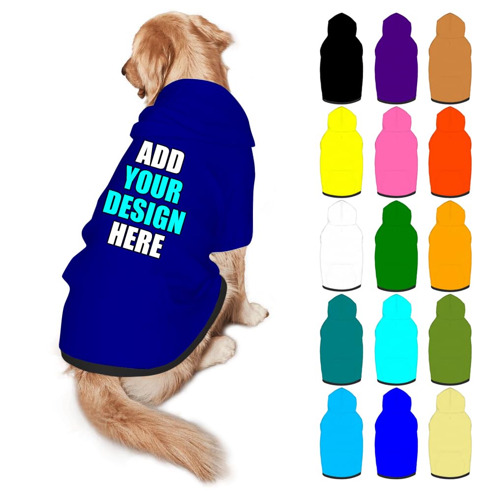 Mynvzrk Custom Dog Clothes with Photo Name Logo Personalized Dog Sweaters for Small Medium Large Dogs Breathable Warm, Gold, L