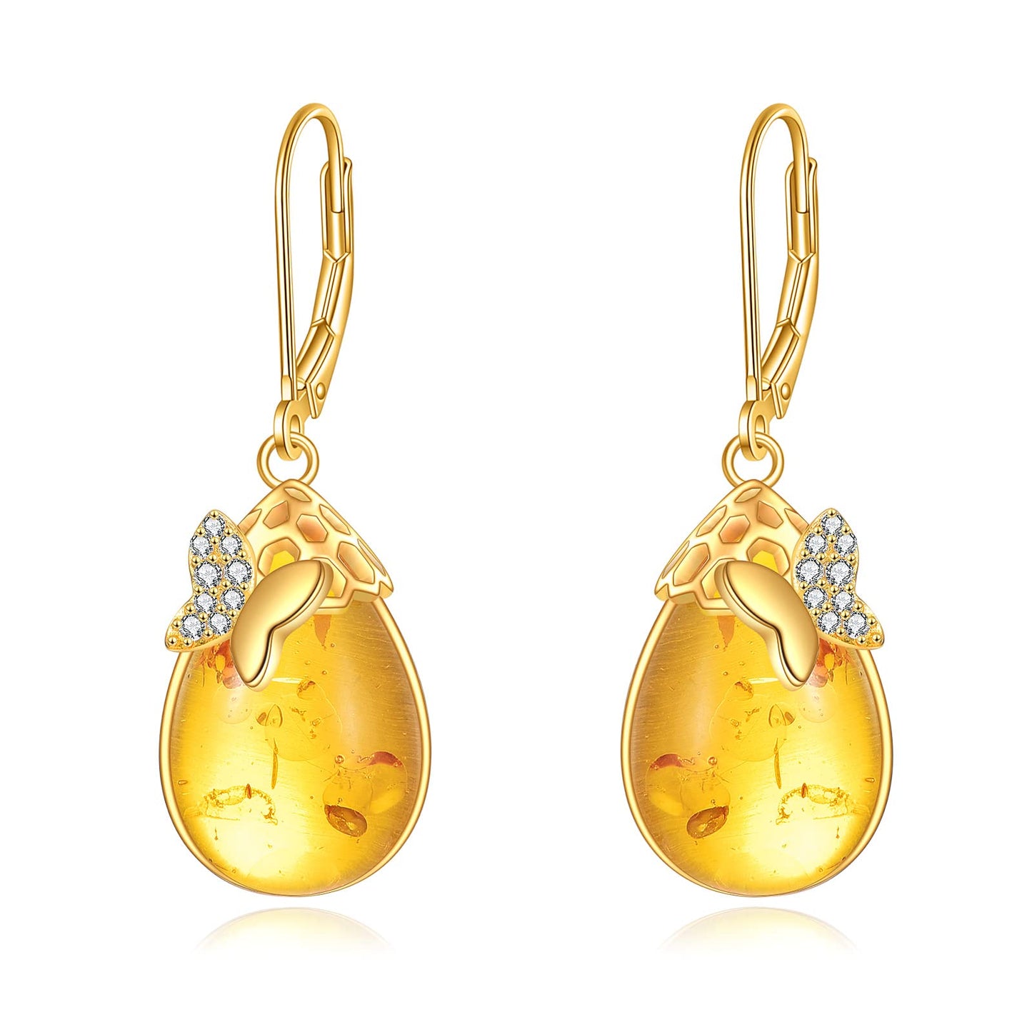 TIGER RIDER Butterfly Amber 925 Sterling Silver French Clasp Earrings Dangle Earrings Jewelry Gift for Women
