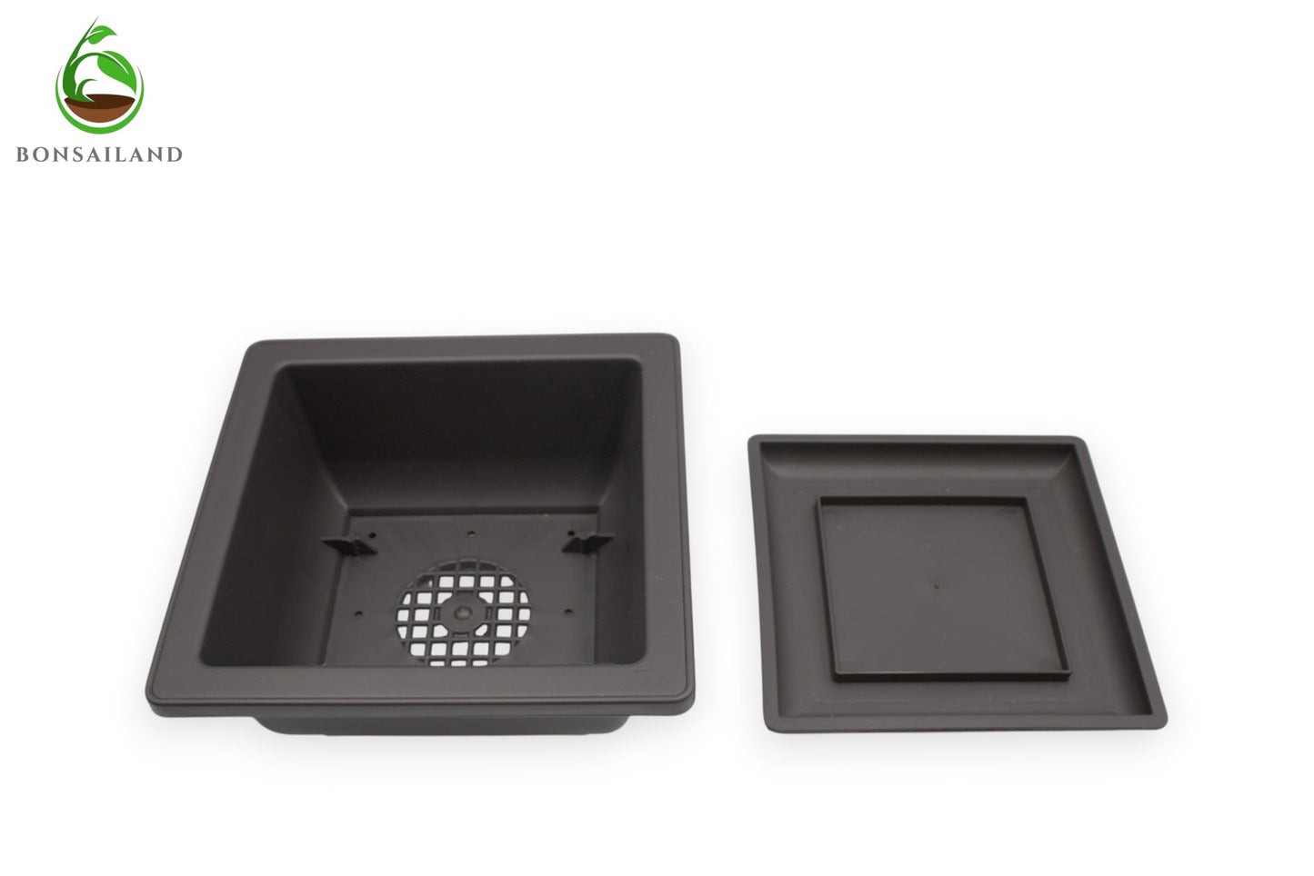 Bonsai Training Containers with Humidity Trays, 6.5 Inch Square Plastic Planter Pots for Garden, 3 Pack for Succulents, Small Flowers and Plants
