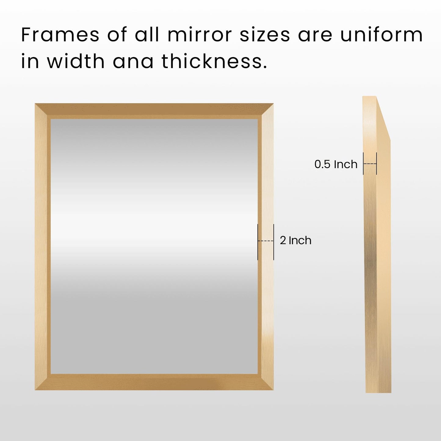 Amorho 24x36 Inch Bathroom Mirror, Gold Thick Metal Framed Wall Mirrors for Over Sink, Wall-Mounted Mirrors Perfect for Bedroom, Living Room, Entryway, Rectangle (Horizontal/Vertical).