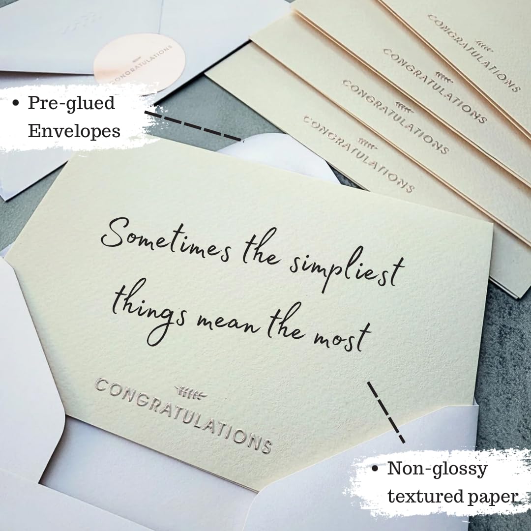 RUN2PRINT Congratulations Cards with Envelopes, 12 Pack, Ivory, Blank Inside