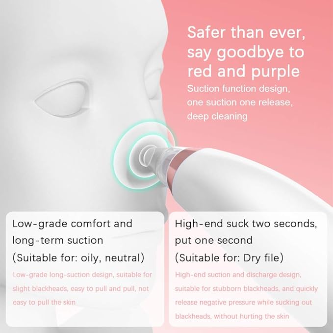 Yafei Pore Vacuum Removed Blackheads 2021 Upgraded Strong Suction Rechargeable Removing Black Heads USB Rechargeable Blackhead Removal Pimple for Women & Men Gray