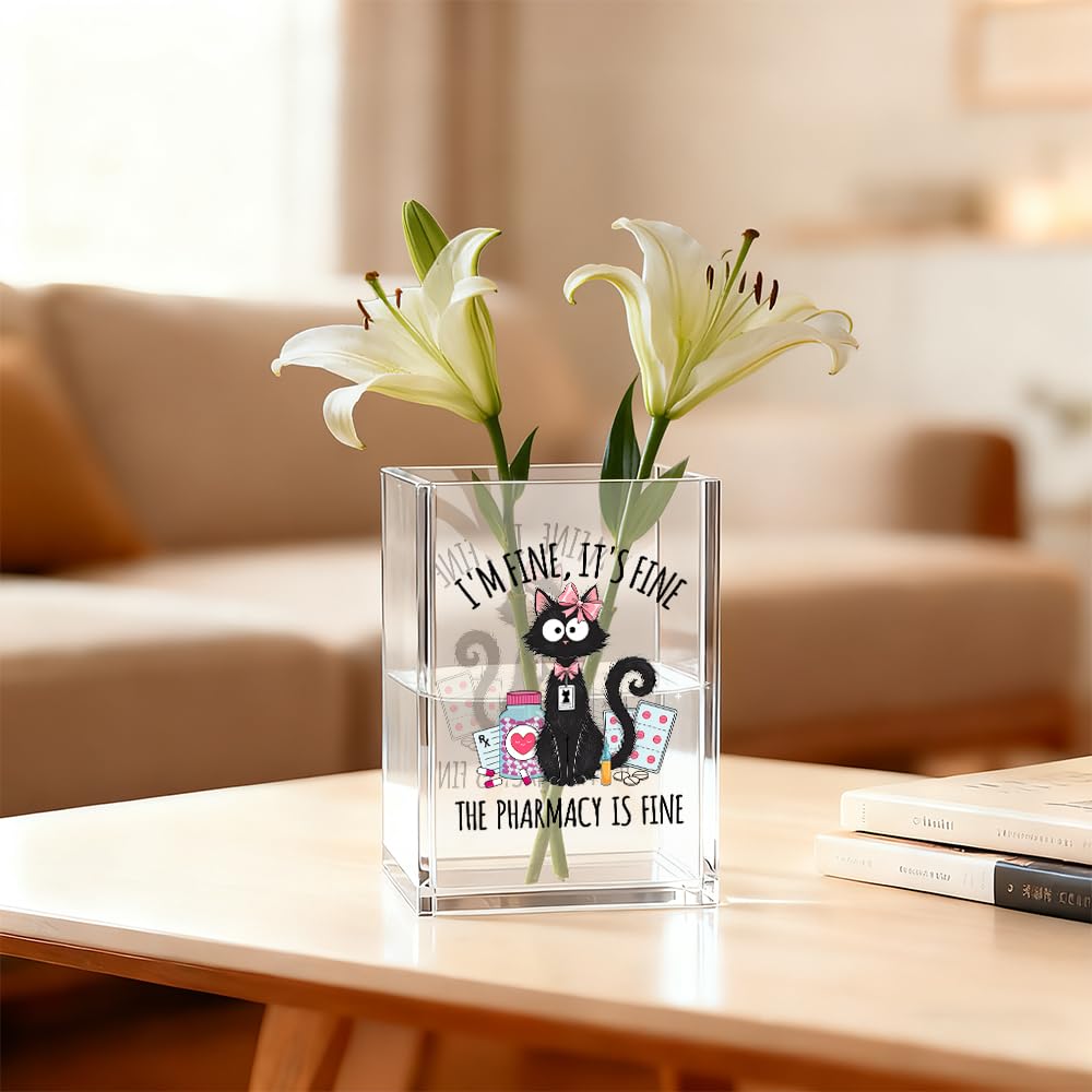 Gkodw Everything is Fine Cosmetic Organizer Pen Holder, Acrylic Desk Holder for Pen Pencil, Office Gifts for Coworker, Dumpster Fire Desk Accessory (Transparent44)