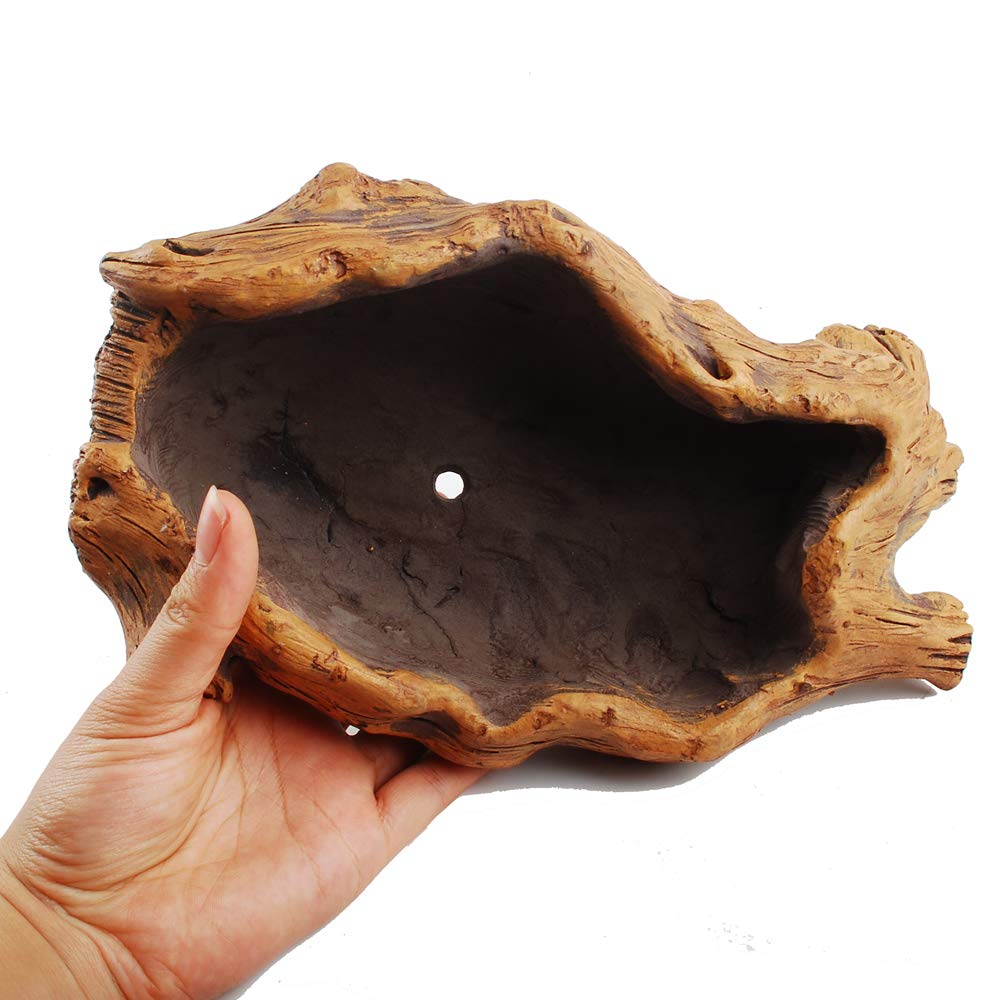 NWFashion Resin Brown Tump Flower Succulent Pot/Planter/Container for Indoor Outdoor