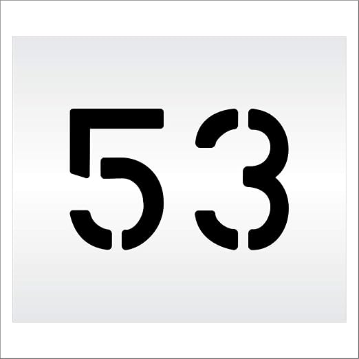 Pavement, Curb, and WheelStop Stencils - 6 inch Double Number Stencil - (53) - 6" x 9" x 1/8" (128 mil) - Pro-Grade