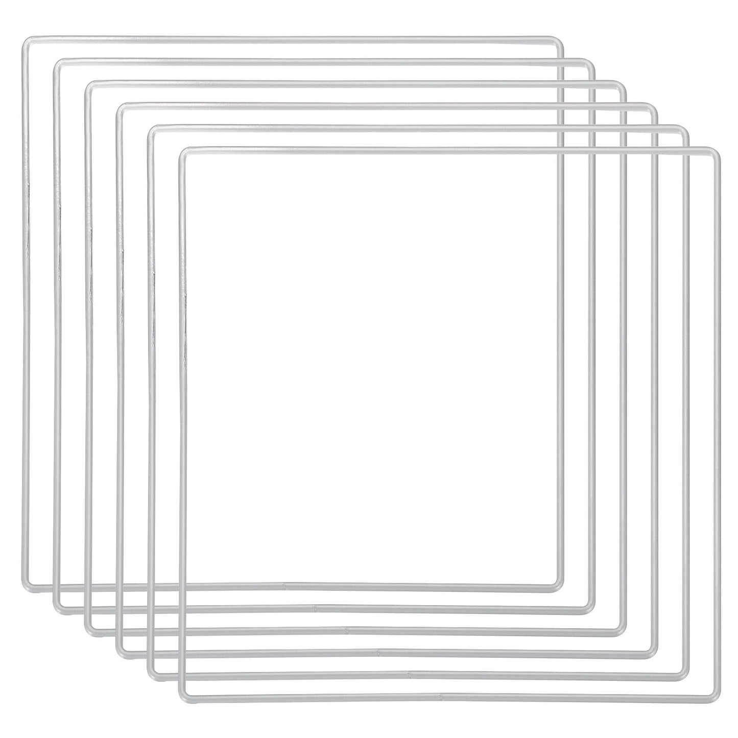 PATIKIL 7.9" Square Dream Catcher Rings, 6 Pcs Metal Macrame Wreath Floral Ring Hoop for Home DIY Craft Wedding Wall Hanging Decoration, Silver Tone