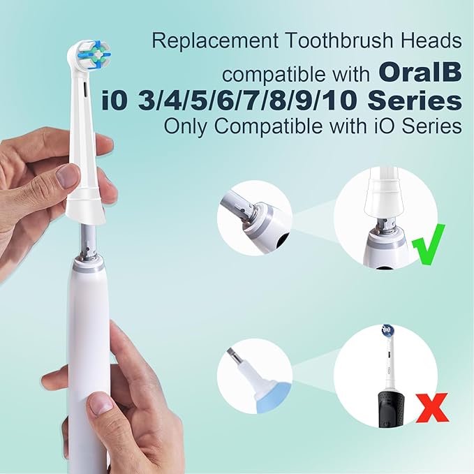 12PCS Replacement Toothbrush Heads Compatible with Oral B iO Series 2/3/4/5/6/7/8/9/10 Electric Toothbrush,Round Brush Heads for Gentle Gum Care & Deep Cleaning,White