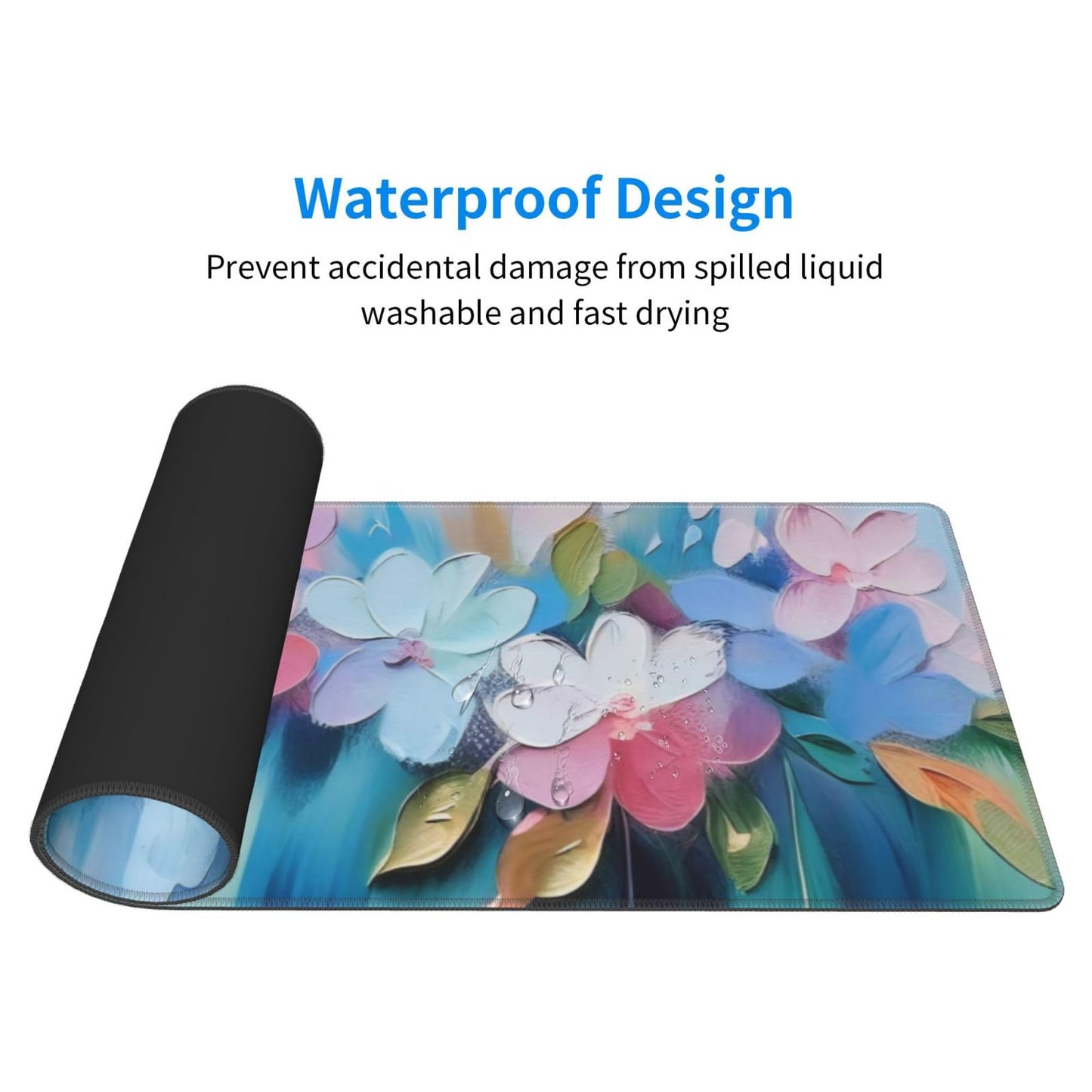 Gaming Mouse Pad, Large Non-Slip Rubber Base Mousepad, Keyboard Mouse Mat, Desk Pad with Stitched Edges, 31.5x11.8inch, Oil Flower
