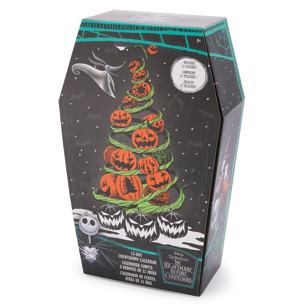 Disney Store Official The Nightmare Before Christmas 13-Day Halloween Countdown Calendar - Includes 13 Mini Disney Plush Toys Featuring Santa Jack Skellington, Sally, Zero, Oogie Boogie, and More