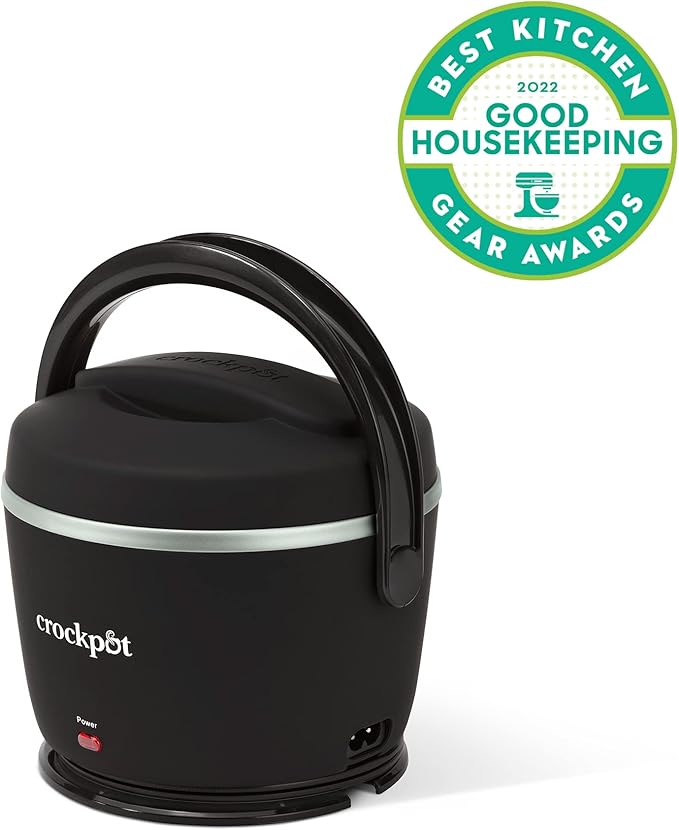 Crock-Pot Electric Lunch Box 20-Ounce Portable Food Warmer Black Licorice Perfect for Travel On-the-Go & Office Use | Stylish Spill-Free & Dishwasher-Safe | Ideal Men & Women's Gifts