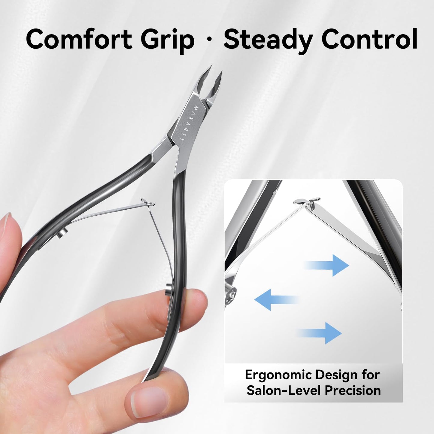 Makartt Professional Cuticle Nipper: 1/2 Jaw Precision Cuticle Trimmer for Beginners & Nail Technicians, 5mm Short Blade, Rust-Resistant Stainless Steel, Salon & Detailed Nail Art Use (Titanium Black)