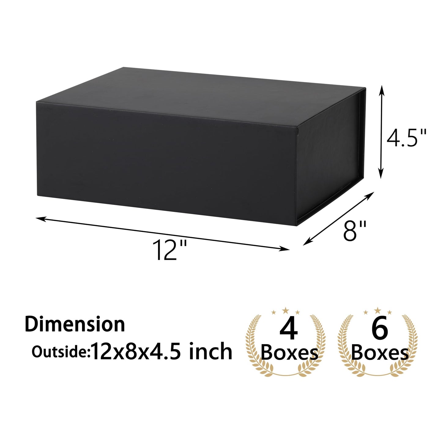 MUMUPACK 6 Pack Black Gift Boxes With Lids,12x8x4.5 Inch Bridesmaid Proposal Box And Printable Stickers,Proposal Boxes With Ribbon For Wedding, Packaging, Present, Birthday