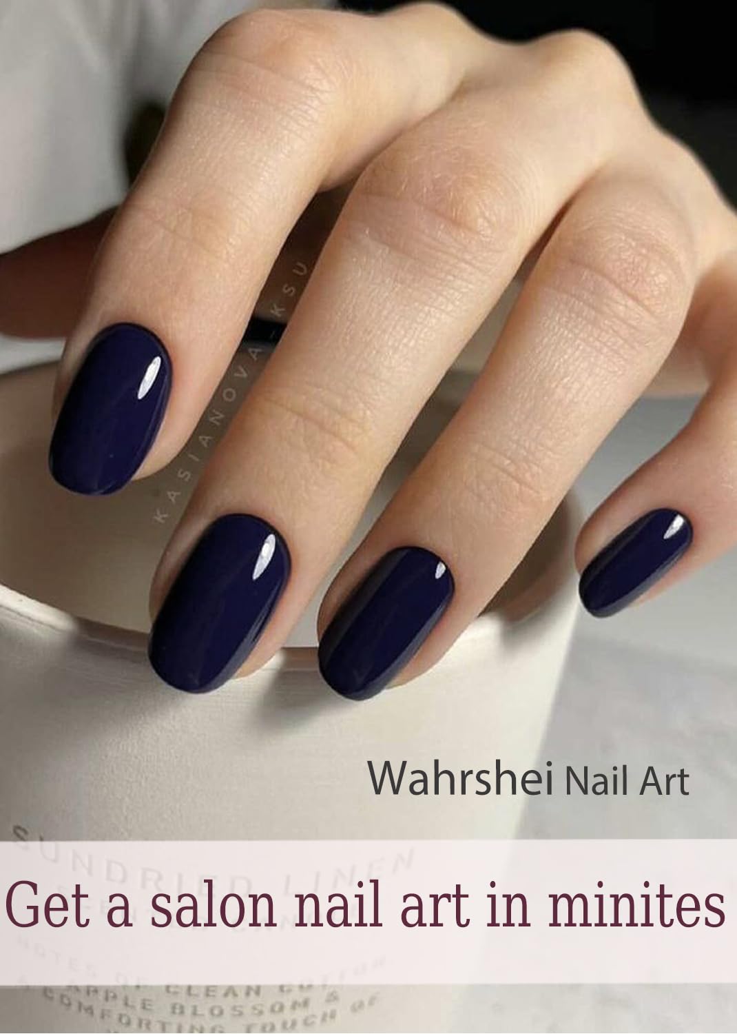 Semi Cured Gel Nail Strips, Misty Blue 20pcs Adhesive UV Sticker, Wraps for Home Manicure DIY
