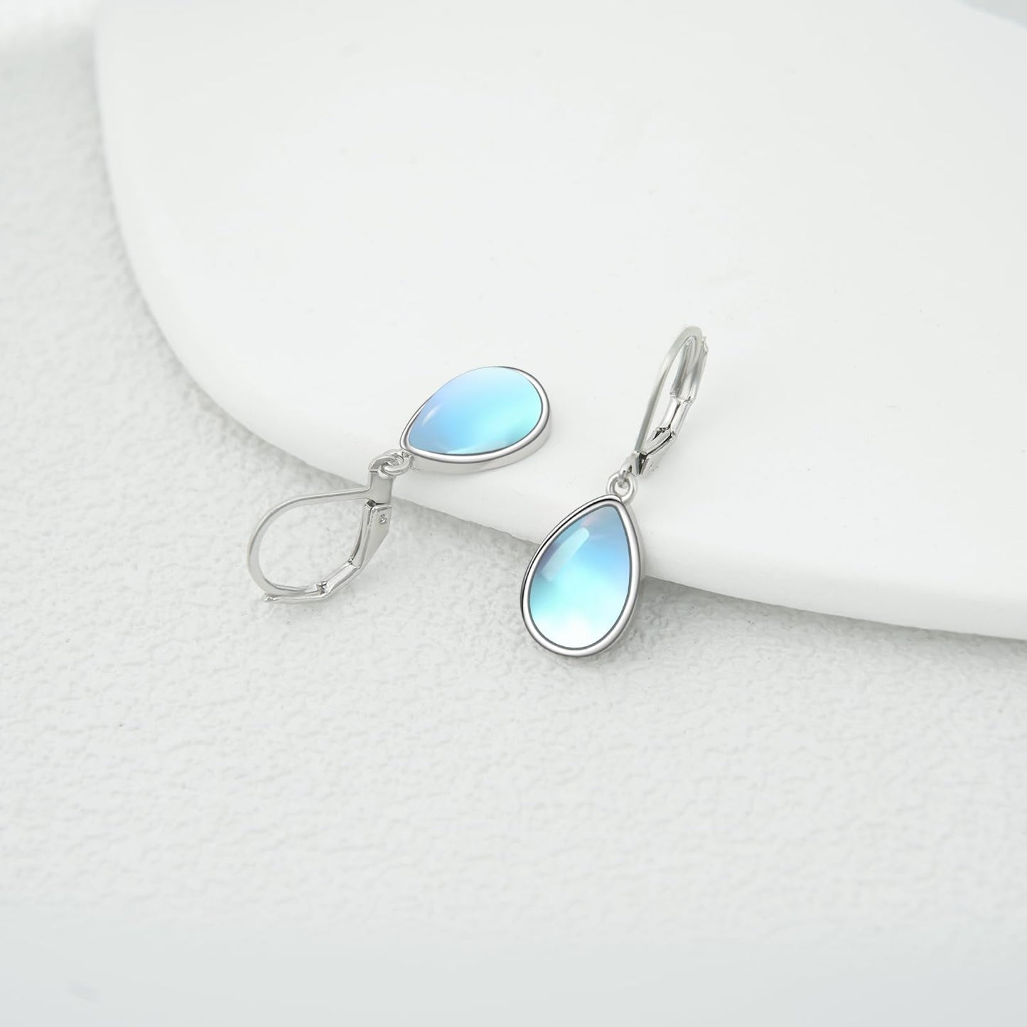 TALYKONG Moonstone Earrings for Women Teardrop Leverback Dangle Earrings for Women (moonstone earrings)