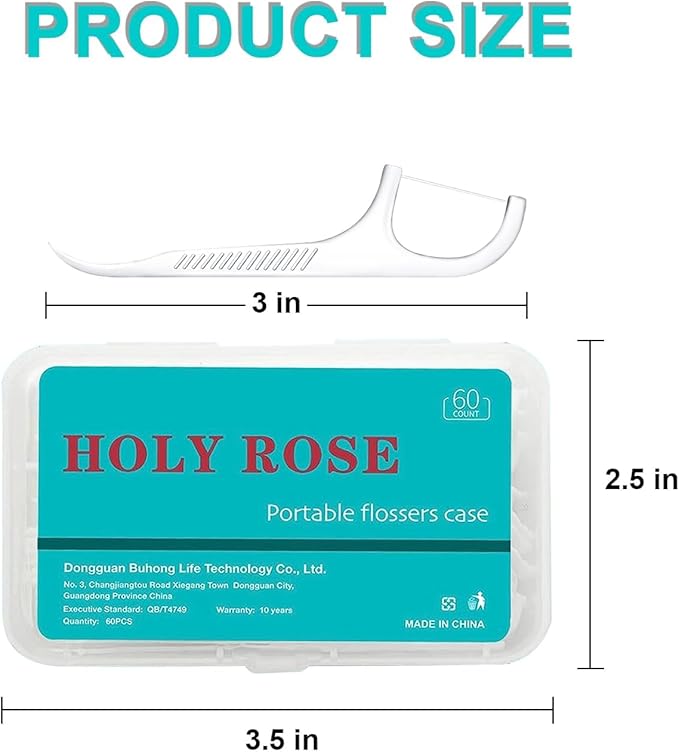 Holy rose Portable Dental Floss Picks Dispenser 2Box,Travel Floss Storage Case with Adult Toothpicks Flosser Sticks 80 Count,Portable Floss Case for Oral Care Teeth Cleaning Perfect Tool (Whit)