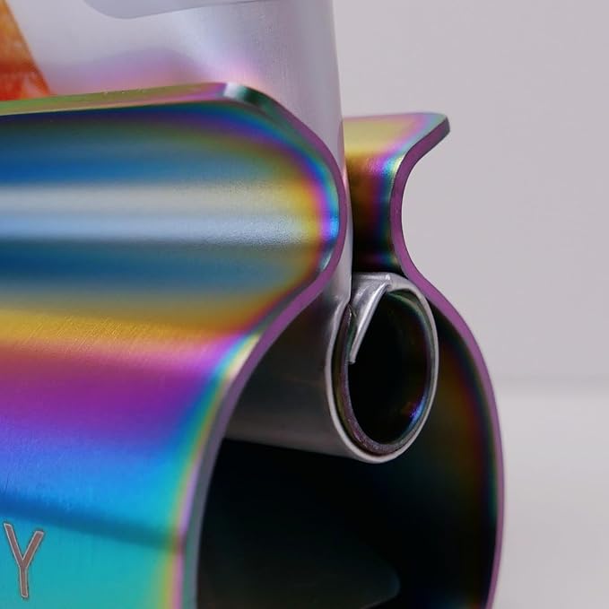 XYKEEY Toothpaste Tube Squeezer - Set of 2 Toothpaste Squeezer Rollers, Metal Toothpaste Tube Wringer Seat Holder Stand (Iridescent)
