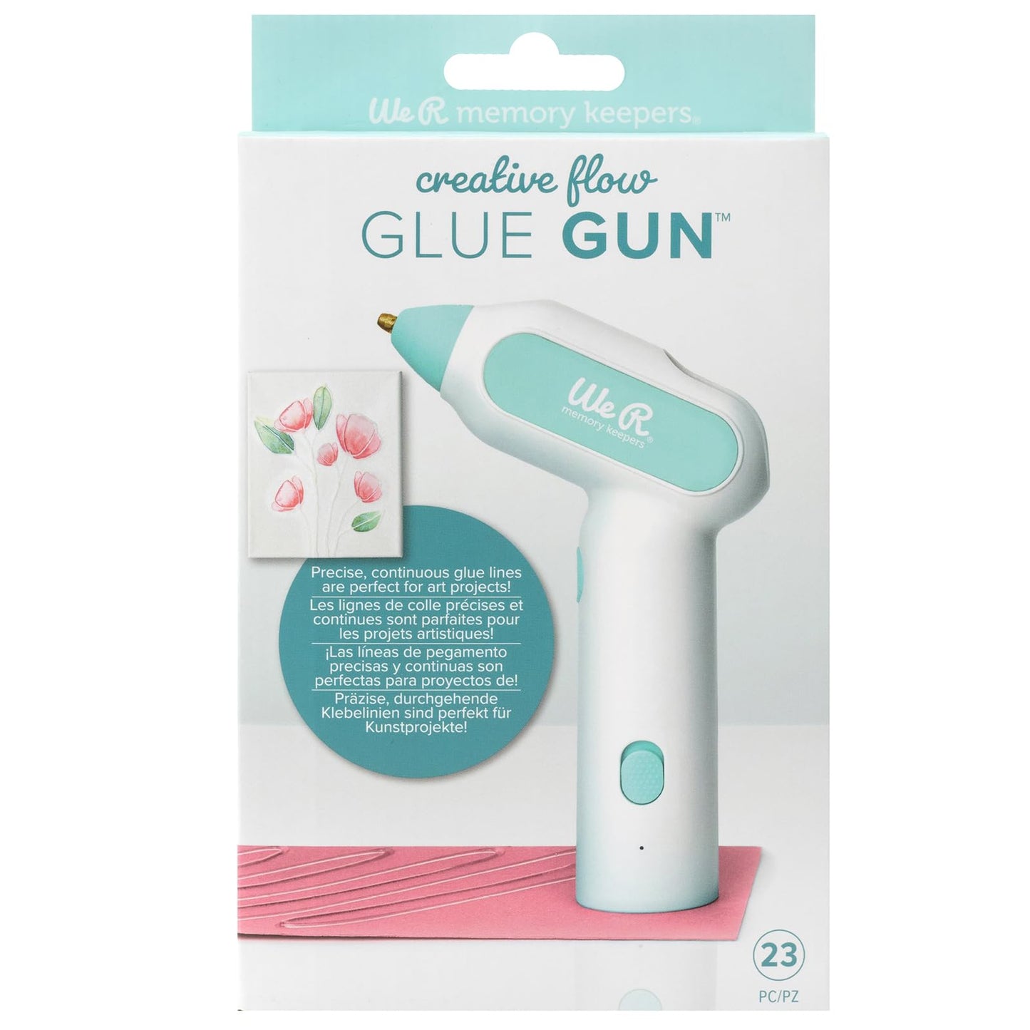 We R Memory Keepers Cordless Creative Flow Hot Glue Gun Kit, Quick Heat, Rechargeable Glue Gun and Sticks Set, Includes 20 Glue Sticks, Hot Glue Gun Cordless & Rechargeable