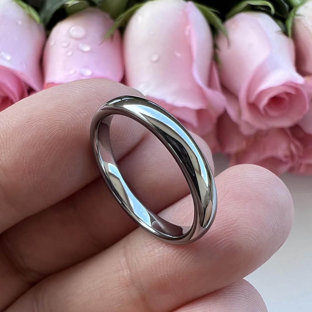 TUTISS 3mm Tungsten Carbide Rings for Women Men Engagement Wedding Bands Domed Polished Comfort Fit Size 9