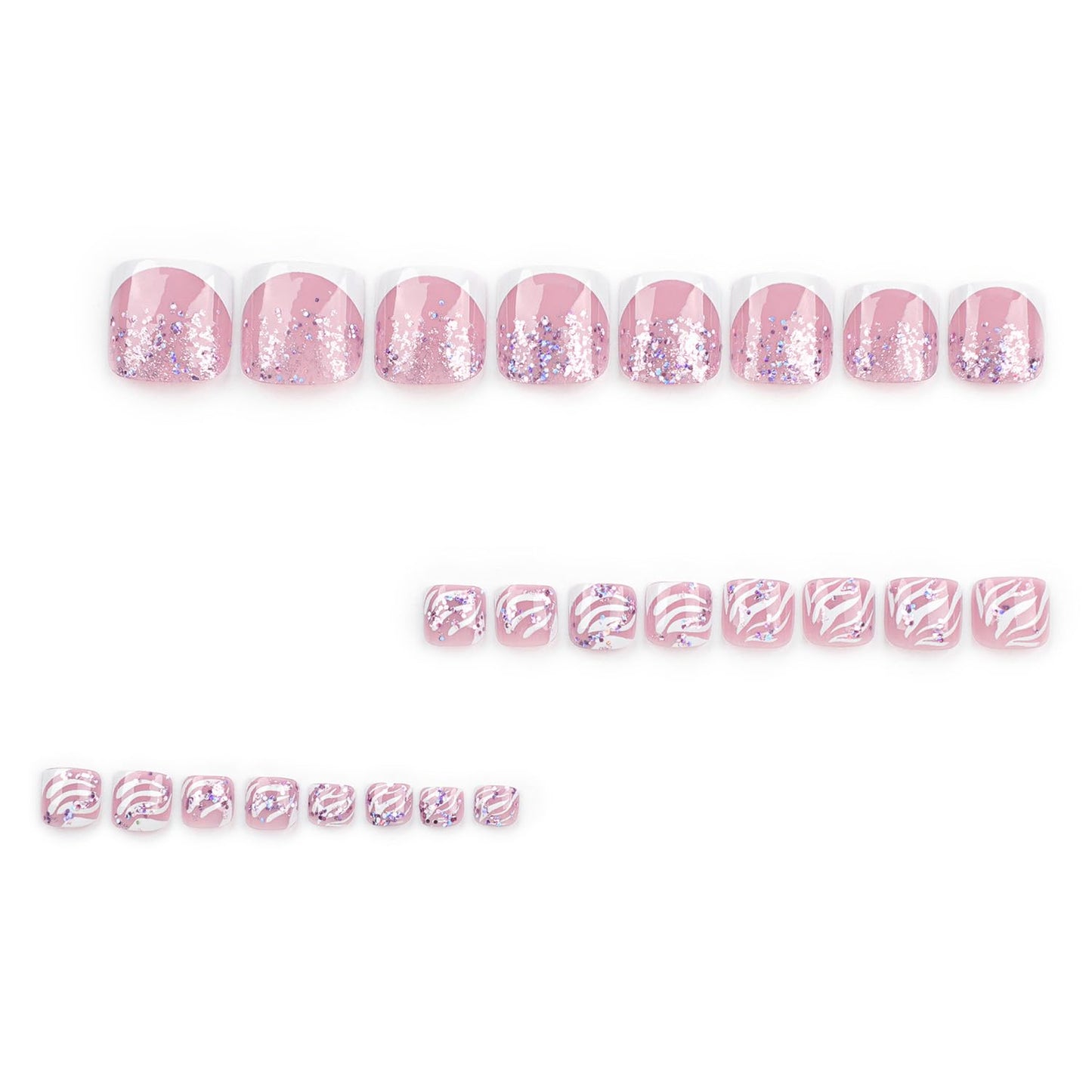 FIEONCIY Press on Toenails with Designs Acrylic Fake Nails for Toe Artificial False Nails with Charms Glue on Toe Nails for Spring Summer Stick on Toenails for Women Girls(ST3211)