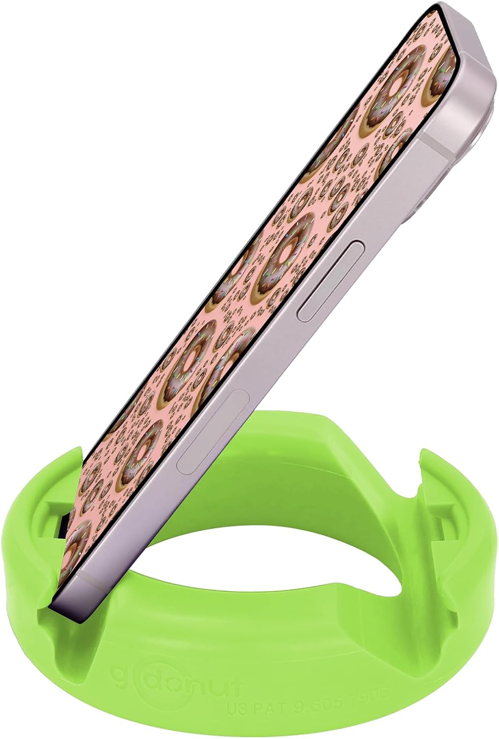 GoDonut – Phone Stand Original – Cell Phone Holder + Tablet Stand Desk Organizer – Compatible with Tablet, iPhone 16 15 14 Pro Max, Android & Most Smartphones - Lime Green