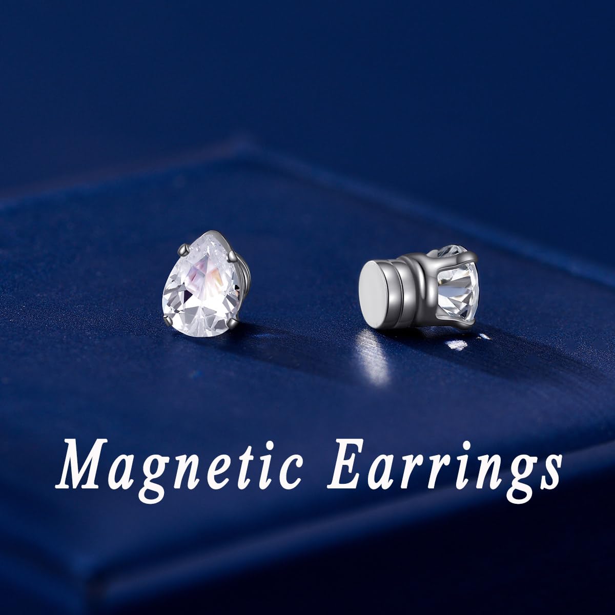 Spiritlele 12 Pairs Birthstone Magnetic Earrings Set Cubic Zirconia Clip on Non Piercing Fake Stud Earrings Birthday Gifts Unisex (Waterdrop)