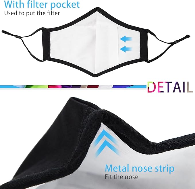 PAGE ONE Reusable Cloth Face Masks Washable Adjustable Breathable Cotton Face Mask for Women Men/6PC (black)