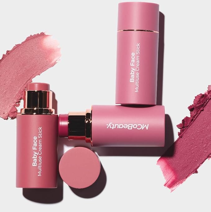 MCoBeauty - Baby Face Multiuse Cream Stick for Lips and Cheeks - Blush Stick in Coral Pearl Shade - Contains Moisturising Jojoba Seed Oil, Coconut Oil and More - Kitty