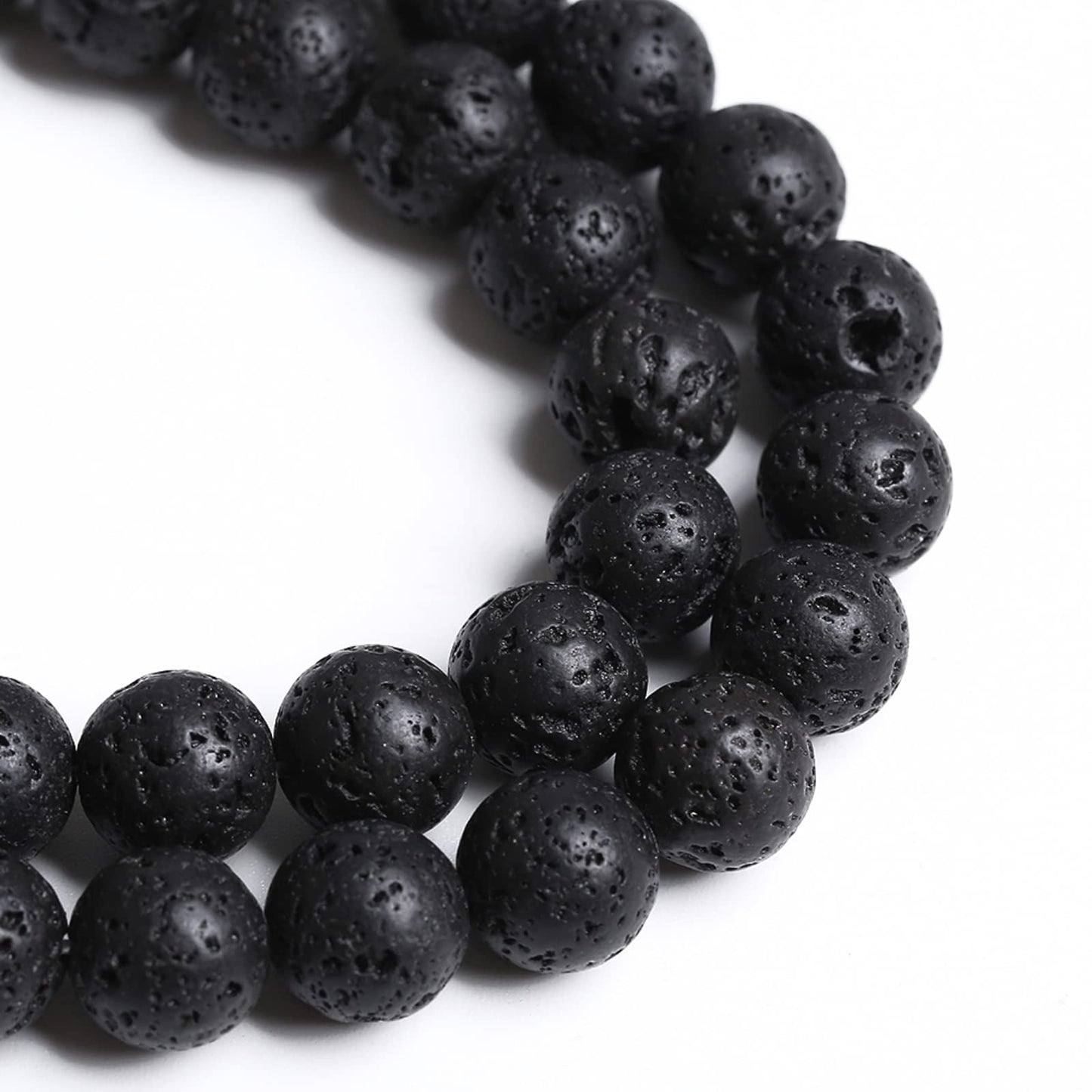 8MM 45PCS Natural Stone Black Volcanic Lava Chakra Spacer Loose Beads for Jewelry Making DIY Bracelet
