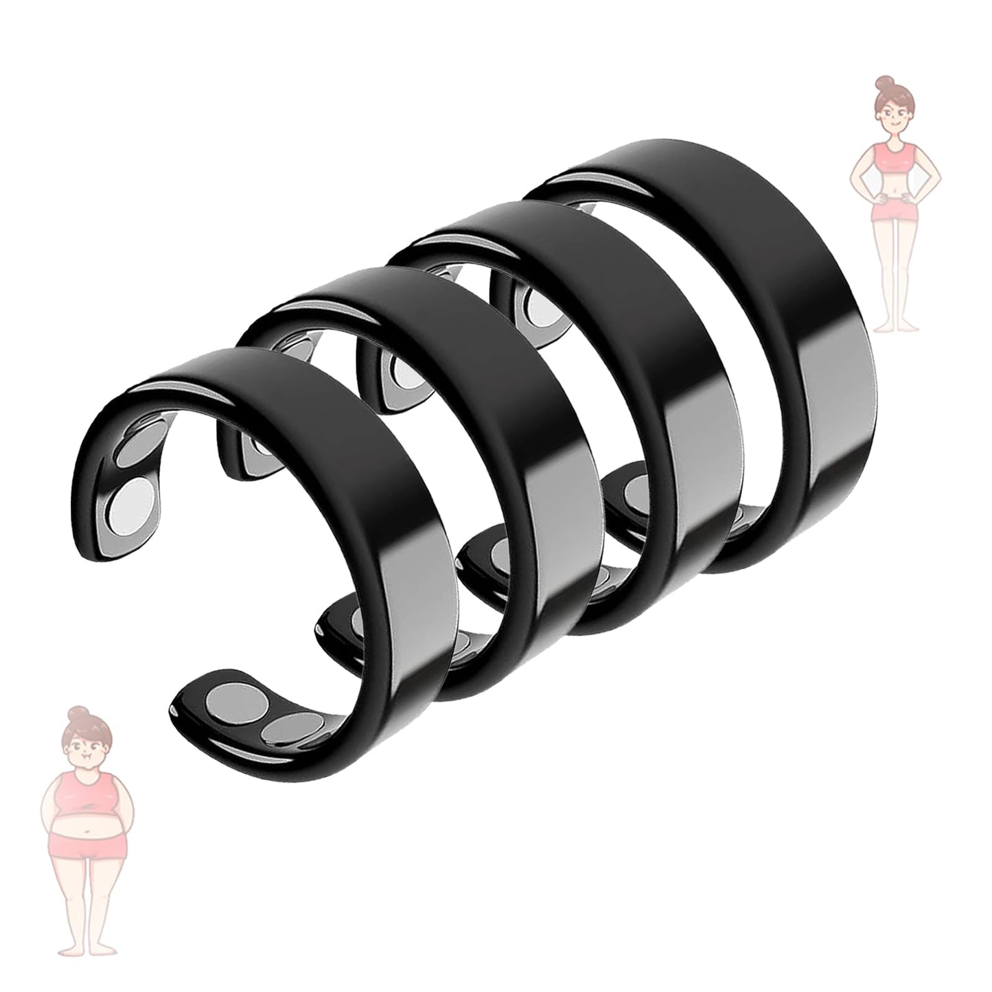 Wryhaul Vayro Magnetic Ring for Women and Men, Vayro Adjustable Open Lightweight Water-Resistant Vitality Rings (4PCS-B)