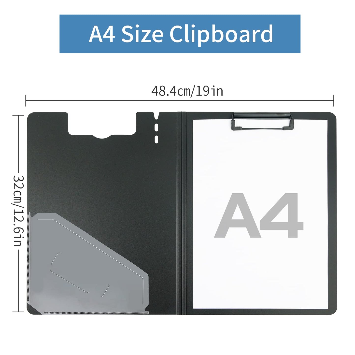 A4 Clipboard Folder,5 Pack Foldable Clipboards with Pocket,Clip Board for Office School Business Classroom(Black)