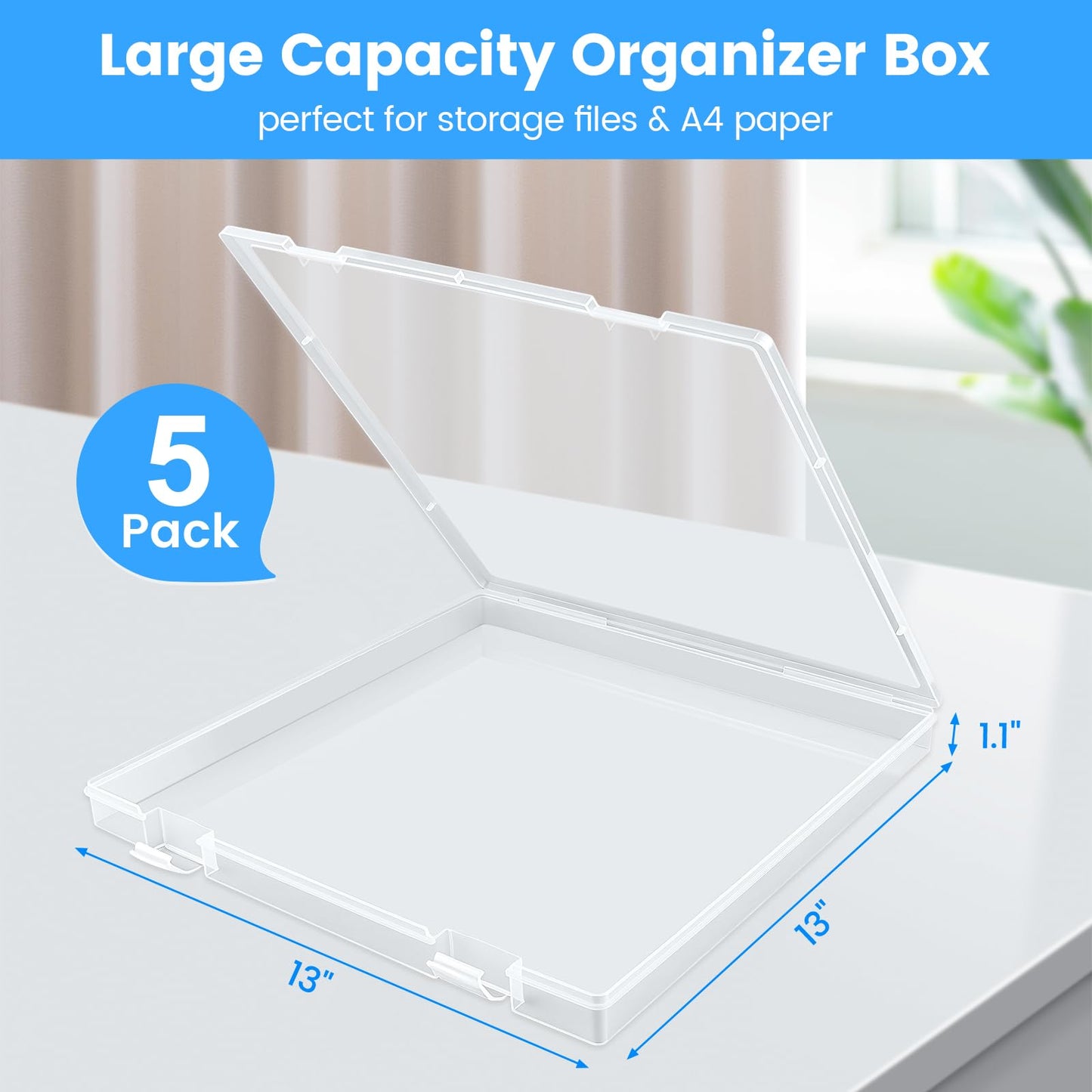 OUPSAUI 12x12'' Scrapbook Paper Storage, 5 Pack Board Game Storages, Stackable Paper Storage for Magazine, Art Supplies, Files, Photo, Vinyls, Crafts