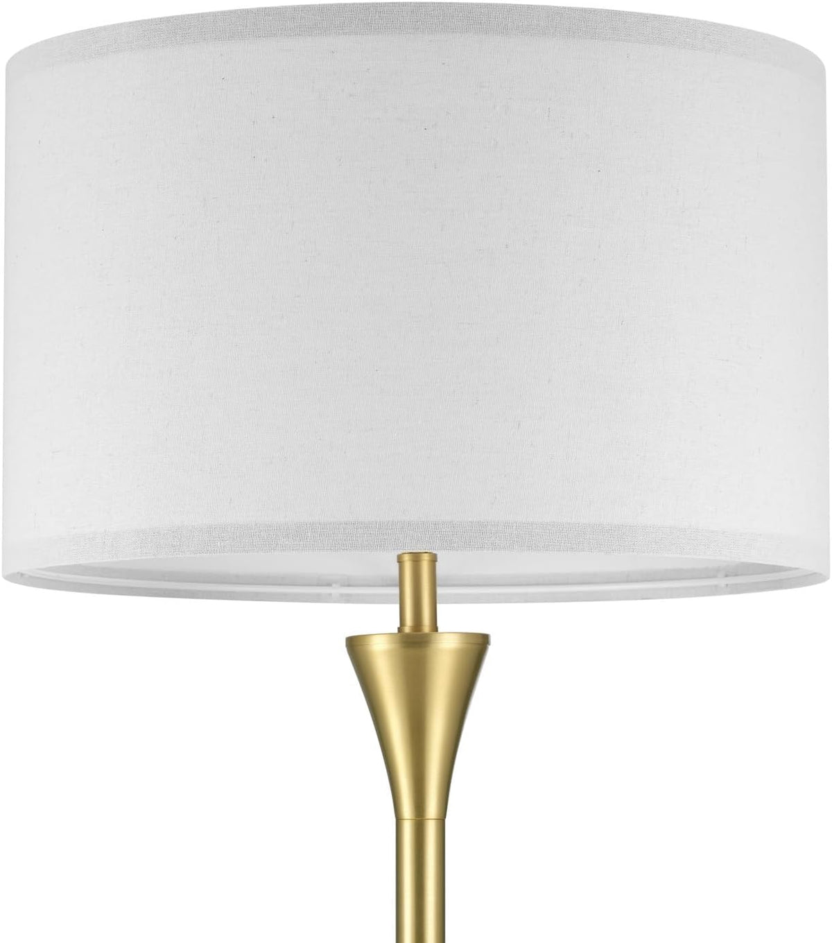 GLOBE Electric 61000150 60" Floor Lamp, Antique Brass Finish, Beige Fabric Shade, Mid-Century Modern Standing Lamp, E26 Base, Sustainable Design for Living Rooms and Bedrooms